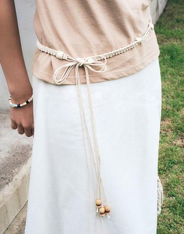 Twist Wood Belt (Light Beige)