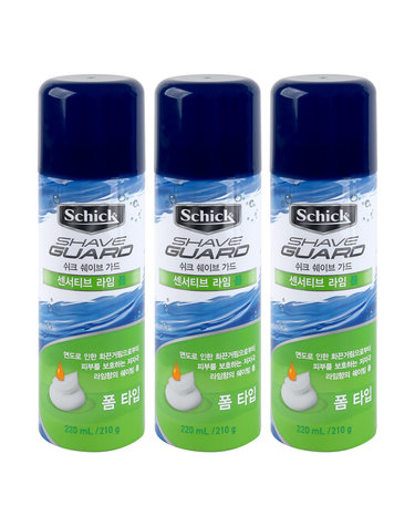 (3개/무배)쉬크 쉐이브 가드 센서티브 라임 폼 220ml