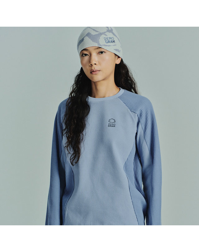 제로그램 Seawool® 그래픽 긴팔 티셔츠 블루 착용컷