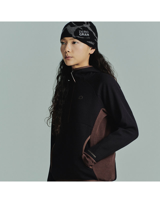 제로그램 Seawool® 후드 하프집 블랙 착용컷