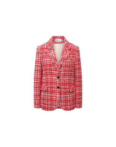 체크 패턴 부클레 블레이저 레드 SS22 089R RED