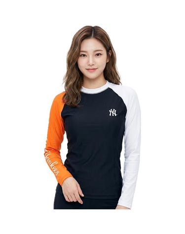 MLB 공용 래글런 양소매 배색 래쉬가드 31SWC2931-50L