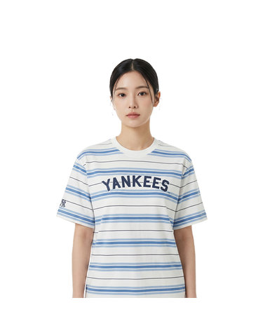 MLB 공용 스트라이프 오버핏 반팔티 3ATSV0353-50IVS