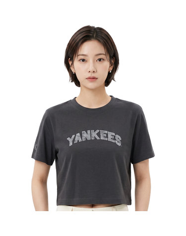 MLB 여성 레터링 빅럭스 크롭 반팔티 3FTSM0553-50CGS