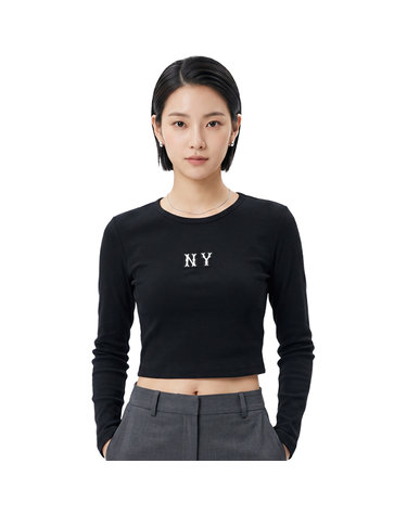 MLB 여성 쿠퍼스 슬림 크롭 긴팔티 3FTSB0354-50BKS