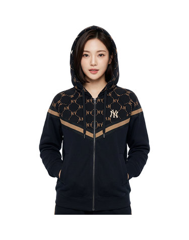 MLB 공용 모노그램 배색 후드집업 3ATRM0144-50BKS