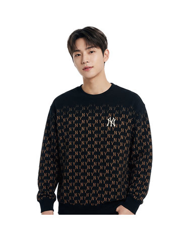 MLB 공용 클래식 모노그램 그라데이션 오버핏 맨투맨 3AMTM0744-50BKS