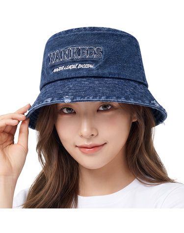 MLB 공용 데님 엠보 버킷햇 3AHTV035N-50BLL