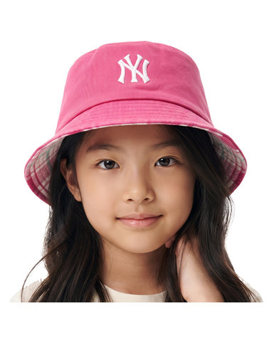 MLB 키즈 체크 리버시블 버킷햇  7AHTK012N-50PKS