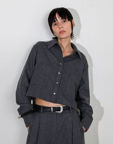 아에르 Shirts Logo Crop Melange Gray