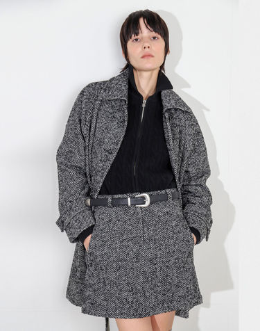 Skirt Mini Harringbone Black