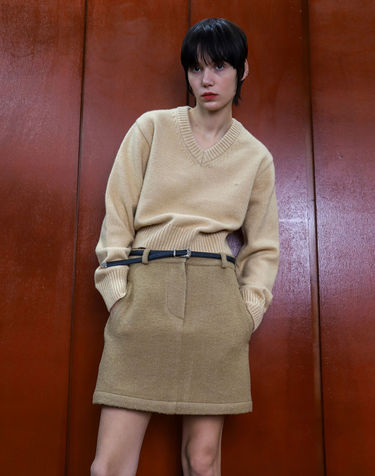 Skirt Mini Boucle Beige