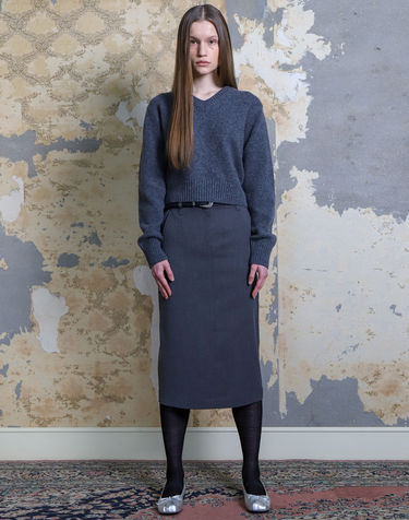 Skirt H Slit Charcoal Gray