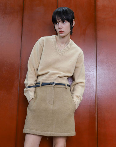 Pull Over Crop V Beige