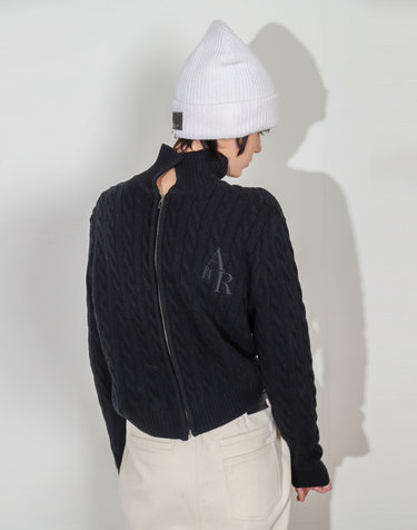 Cardigan Reversible Cable Zip Black