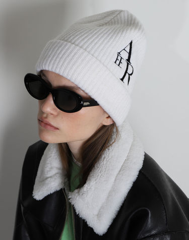 Beanie New Logo  Wool Cashmere Blend Ivory