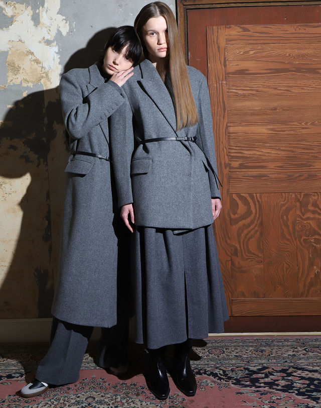 아에르 Skirt String Eband Melange Gray 착용컷