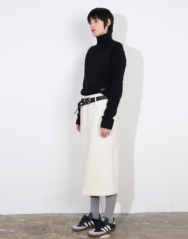 아에르 Skirt Denim Pocket Cream 착용컷