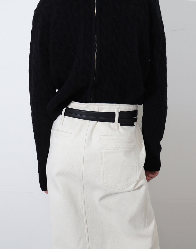 아에르 Skirt Denim Pocket Cream 착용컷