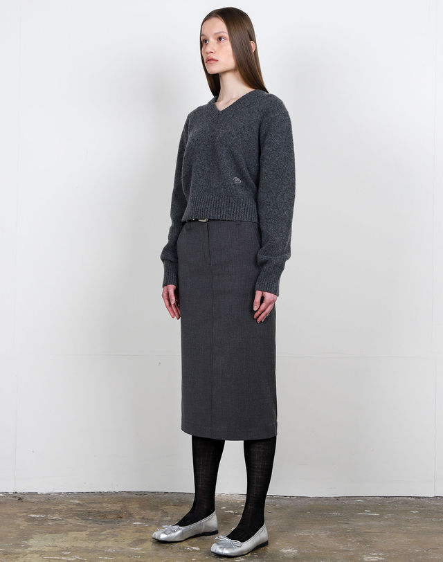 아에르 Skirt H Slit Charcoal Gray 착용컷