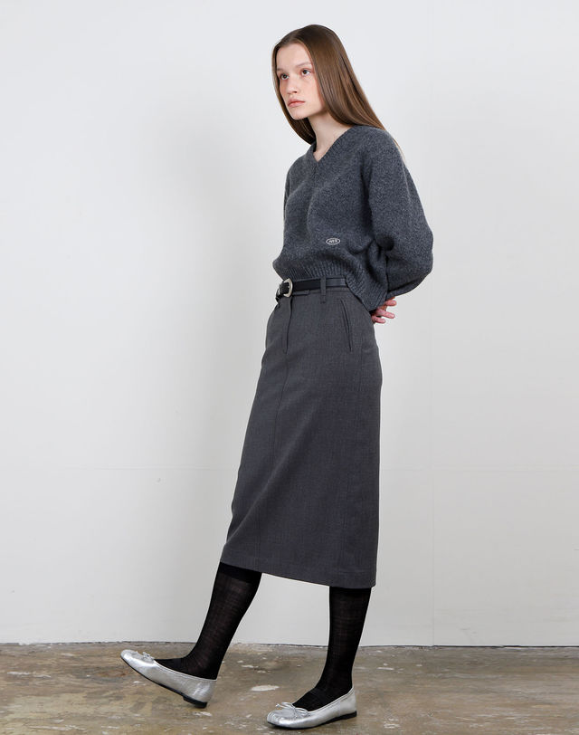 아에르 Skirt H Slit Charcoal Gray 착용컷
