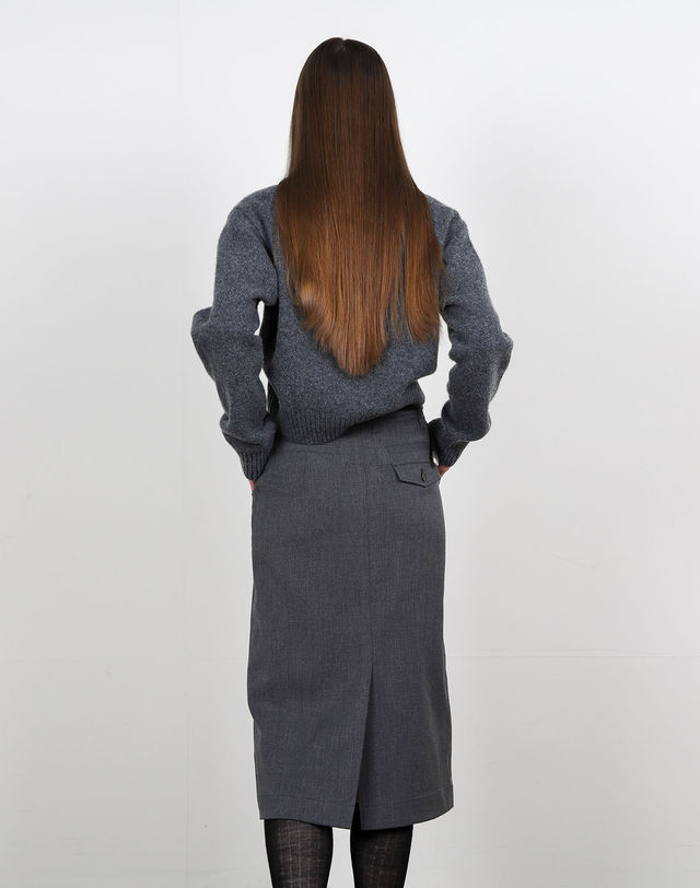 아에르 Skirt H Slit Charcoal Gray 착용컷