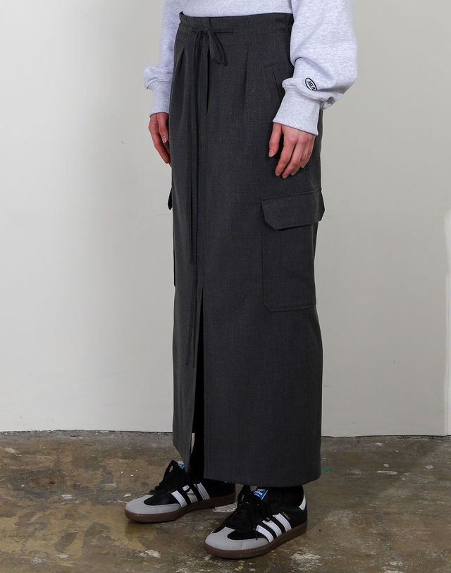 아에르 Skirt Cargo String Charcoal Gray 착용컷