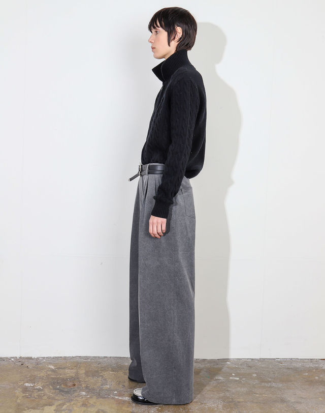 아에르 Pants Denim Tuck Vintage Gray 착용컷
