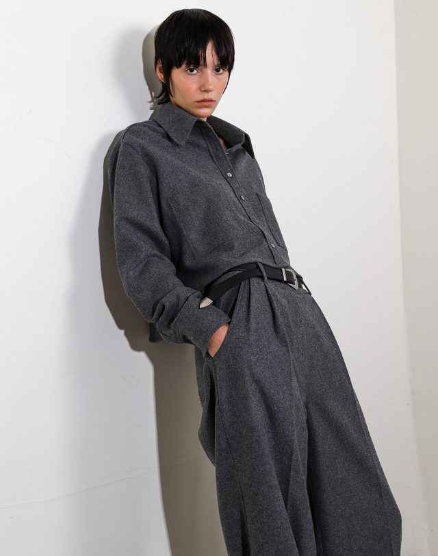 아에르 Pants Tuck Melange Gray 착용컷