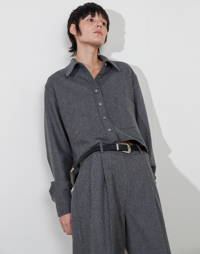 아에르 Pants Tuck Melange Gray 착용컷