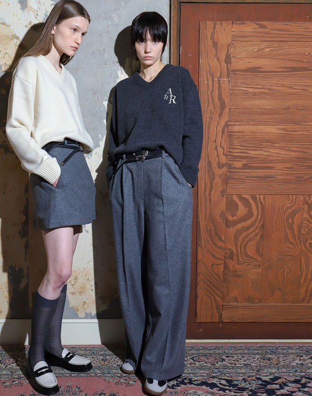 아에르 Pants Tuck Melange Gray 착용컷