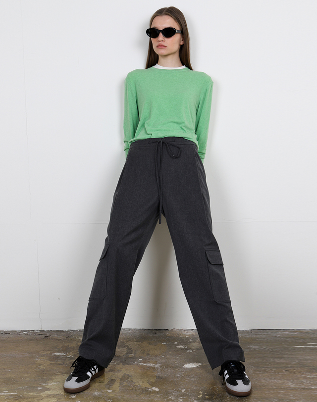 아에르 Pants Cargo String Charcoal Gray 착용컷
