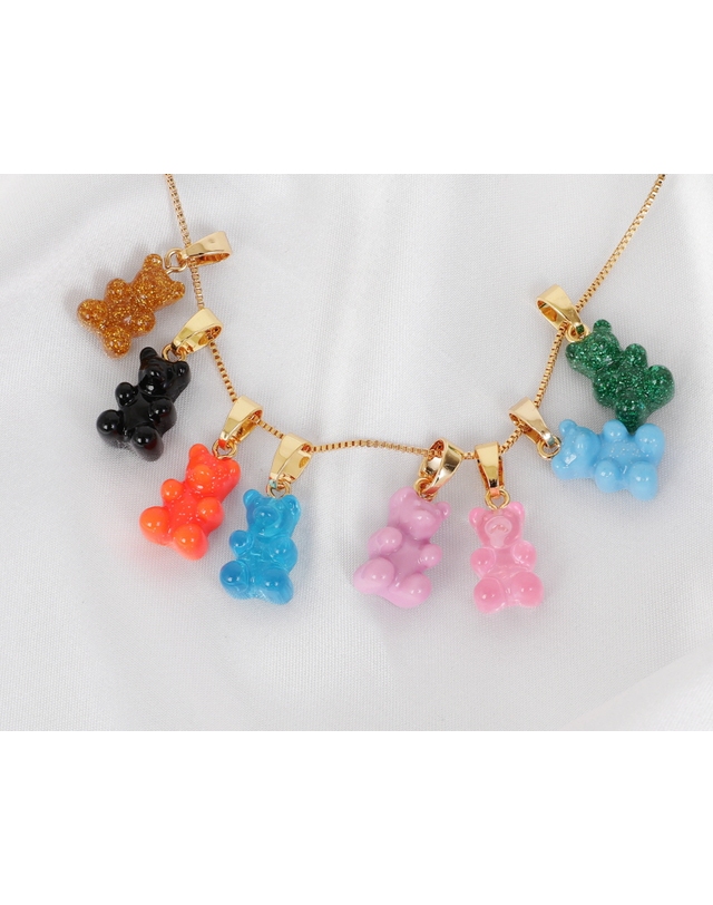 크리스탈 헤이즈 크리스탈헤이즈 NOSTALGIA BEAR-GREEN HAZE-PAVE CONNECTOR SILVER 노스텔지아 베어 파베 그린 헤이즈 실버 펜던트 참 착용컷