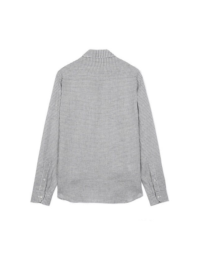 브로이어 [브로이어] BEAULIEU 코튼 깅엄 체크 315 그레이 셔츠 RE5SMBASH315R94 착용컷