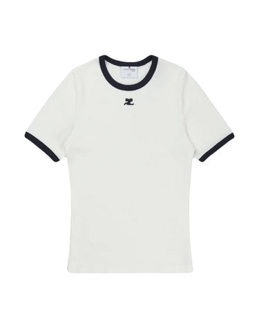 25SS 로고 자수 콘트라스트 티셔츠 헤리티지화이트 125JTS017JS0203 0083
