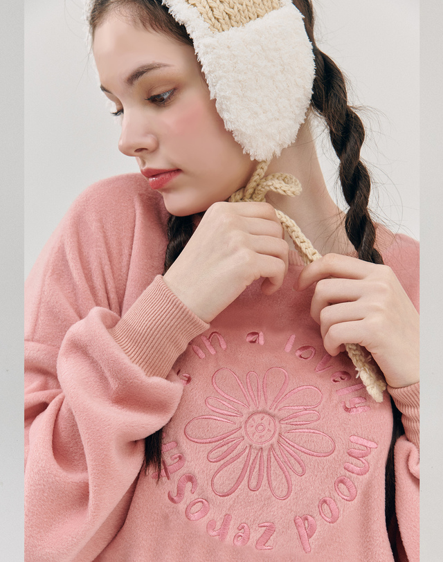 제로스트릿 [2컬러] FLOWER FLEECE SET 착용컷