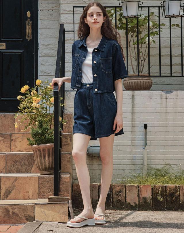 제로스트릿 썸머 데님 숏팬츠 / 인디고 착용컷