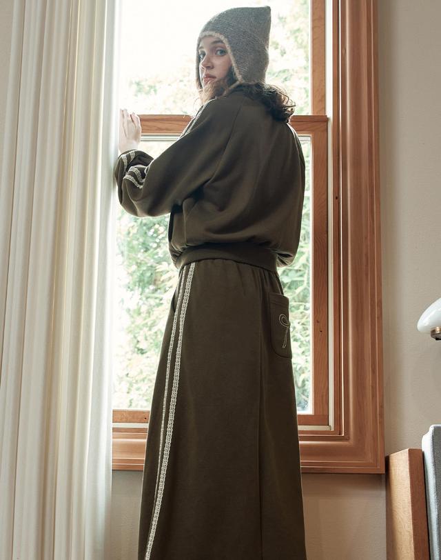 제로스트릿 레이스 리본 트레이닝 스커트 / 브라운 착용컷