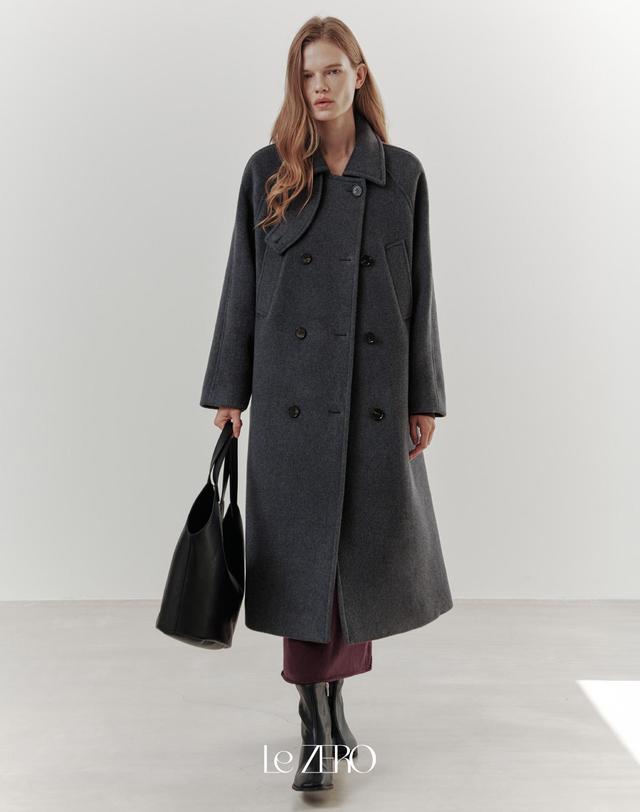 제로스트릿 르제로 하이넥 울 더블 코트 / 그레이 착용컷