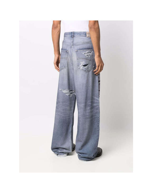 발렌시아가 (당일) 24SS 발렌시아가 트럼프 LOEIL 블루 기모 진 675336 TLV86 4011 착용컷