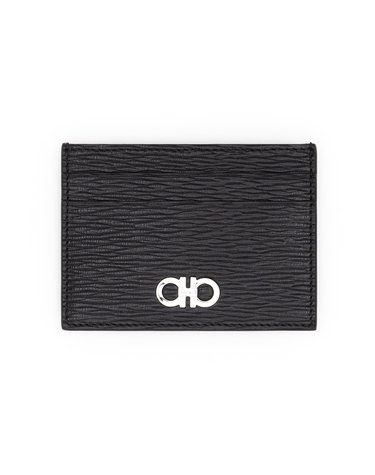 (당일) 23SS 살바토레 페라가모 간치니 블랙 레드 남성 투톤 카드 홀더 66A387 704957