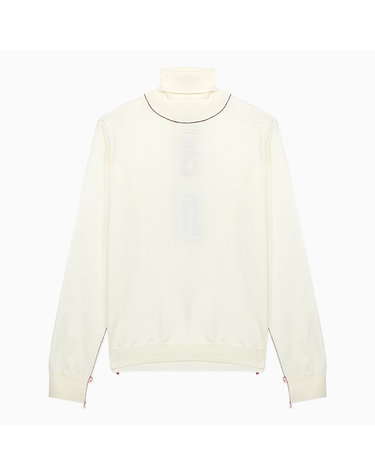 (당일) 23FW 메종 마르지엘라 스티치 라인 화이트 여성 울 터틀넥 니트 SI0HA0006 S17814 103F