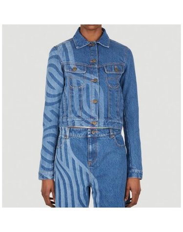 [해외직구] 26 FW 알루왈리아 Laser 그래픽 모티프 데님 자켓 블루 WSS22AHL04 JACKET DENIM