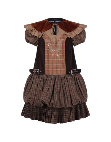 [해외직구] 26 FW 초포바 로위나 스운 체크 패턴 시퀸 장식 미디 드레스 1388BROWNMULTI TP459231377