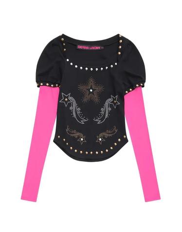 [해외직구] 26 FW 초포바 로위나 재닌 스터드 장식 탑 2442SS26BLACKANDPINK TP455879057