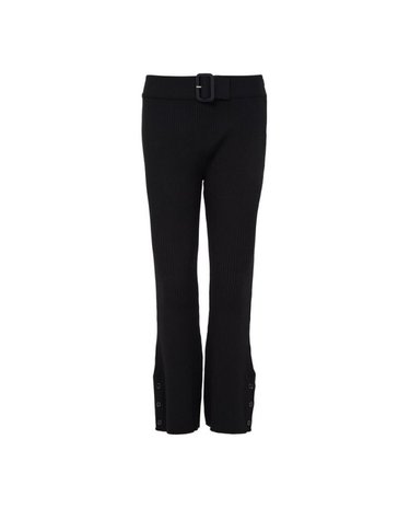[해외직구] 26 FW 꾸레쥬 Capri 카프리 벨트 웨이스트 리브드 니트 팬츠 블랙