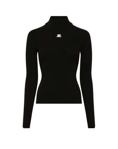 [해외직구] 26 FW 꾸레쥬 Re Edition 리에디션 롱슬리브 슬림핏 하이넥 니트 스웨터 블랙