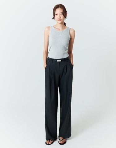 스퀘어 벨티드 투턱팬츠 (벨트구성)