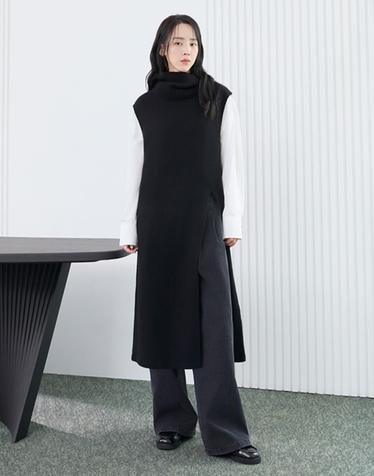 26FW 울블렌드 슬릿 롱 베스트