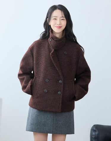 26FW 부클 텍스쳐드 더블 숏코트